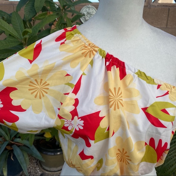 Shein Floral Tropical Cold One Shoulder Crop Top - Picture 3 of 5